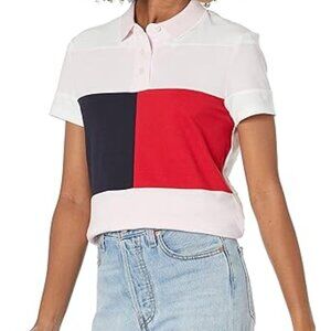 Tommy Hilfiger Women's Colorblock Flag Short Sleeves Polo Shirt Size XXL